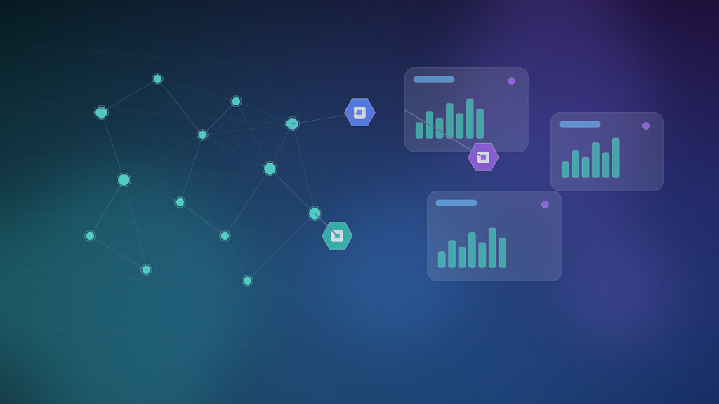 Biglink capta R$ 2,4 milhões: ilustração abstrata de dados de marketing e agentes de IA