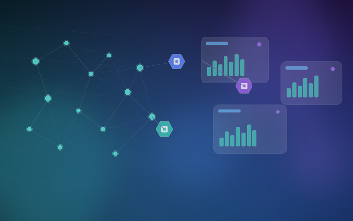 Biglink capta R$ 2,4 milhões: ilustração abstrata de dados de marketing e agentes de IA