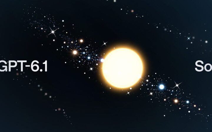 GPT-6.1 Sol: arte oficial da OpenAI para o novo modelo, com um sol entre estrelas
