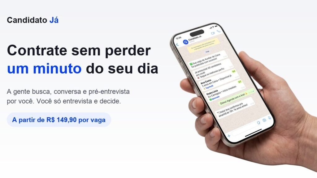 Candidato Já: recrutamento com IA da Gupy no WhatsApp para PME