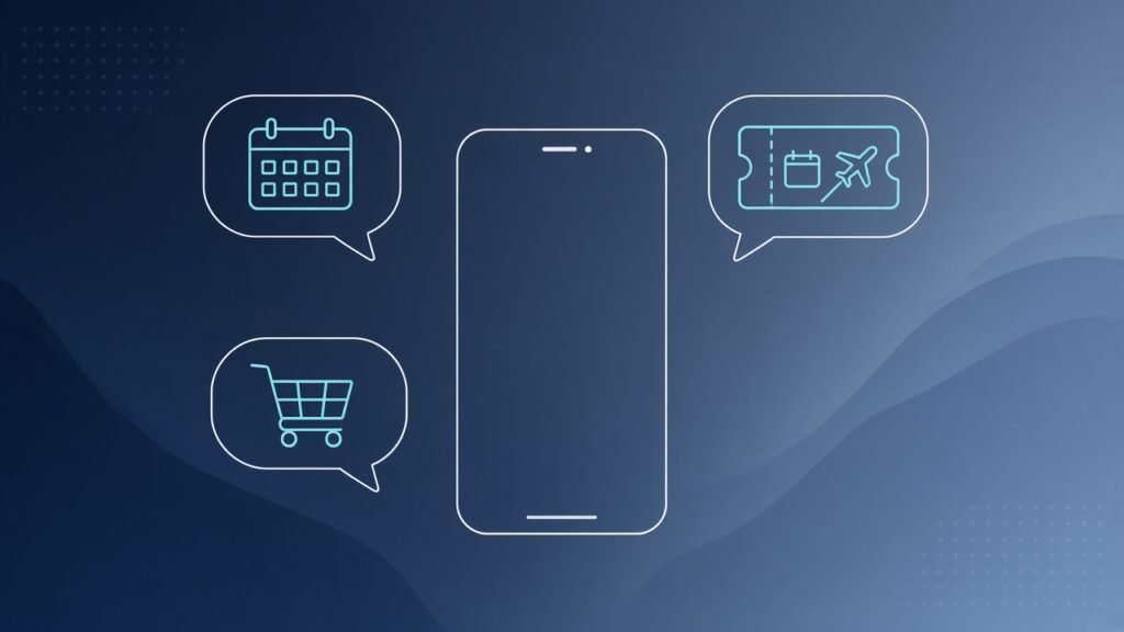 Instinct levanta US$ 1 bilhão: ilustração abstrata de agente de IA por mensagem de texto e smartphone
