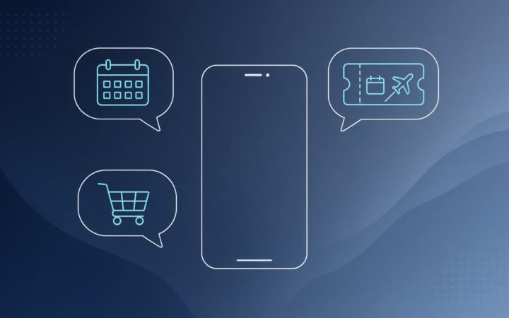 Instinct levanta US$ 1 bilhão: ilustração abstrata de agente de IA por mensagem de texto e smartphone