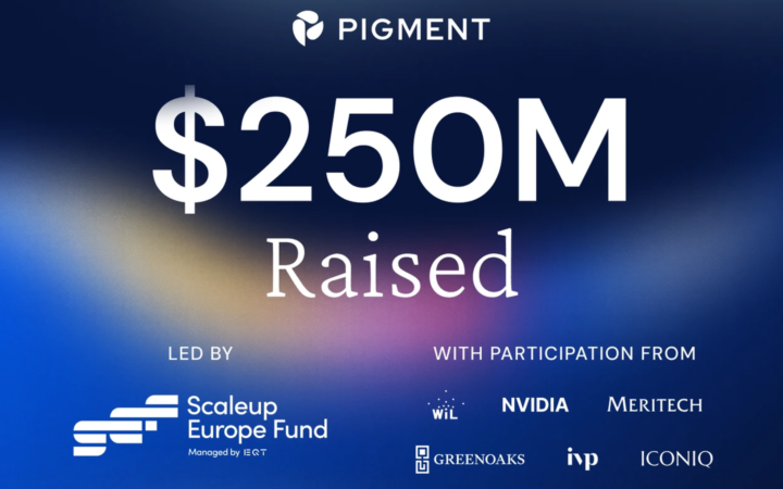 Pigment capta US$ 250 milhões em Série E liderada pelo Scaleup Europe Fund, arte oficial do anúncio com logos dos investidores